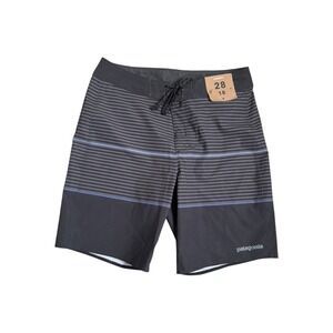 Patagonia Mens Hydropeak 18" Board Shorts‎ Gray Striped Swim Trunks Size 28 NWT